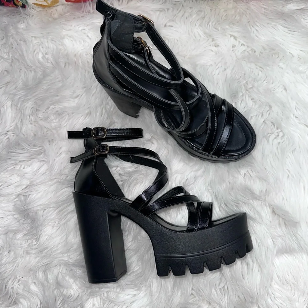 Strappy Platform Chunky Heels